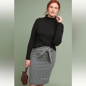 Anthropologie Gingham Pencil Skirt Petite S